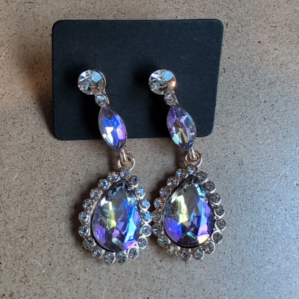 Elegant Purple Crystal Drop Earrings